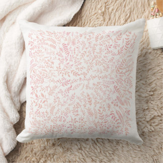 Pale Millennial Pink Fern Pastel Coral Floral Throw Pillow