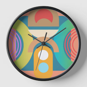 Pale Minimalist Abstract Geometric Shapes  Clock