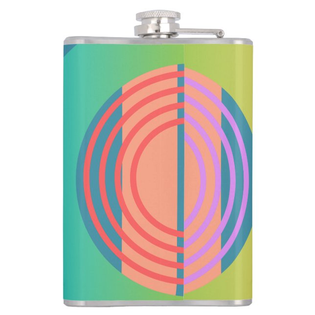 Pale Minimalist Abstract Geometric Shapes  Flask (Back)