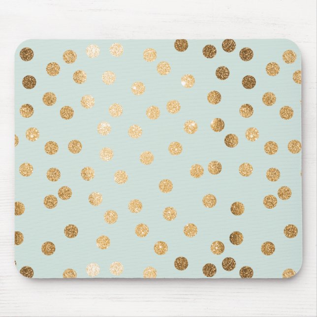 Pale Mint and Gold Glitter City Dots Mouse Pad (Front)