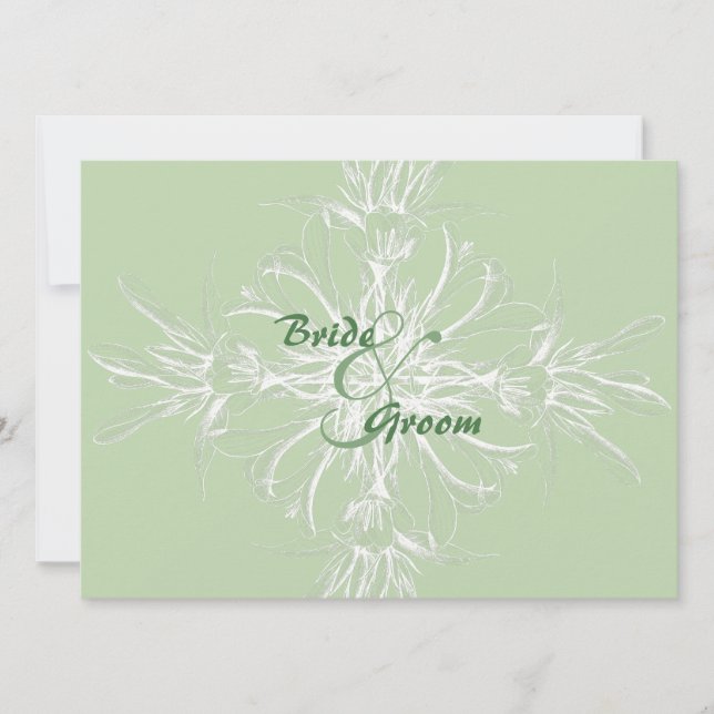 Pale Mint and White Floral Wedding Invitations (Front)