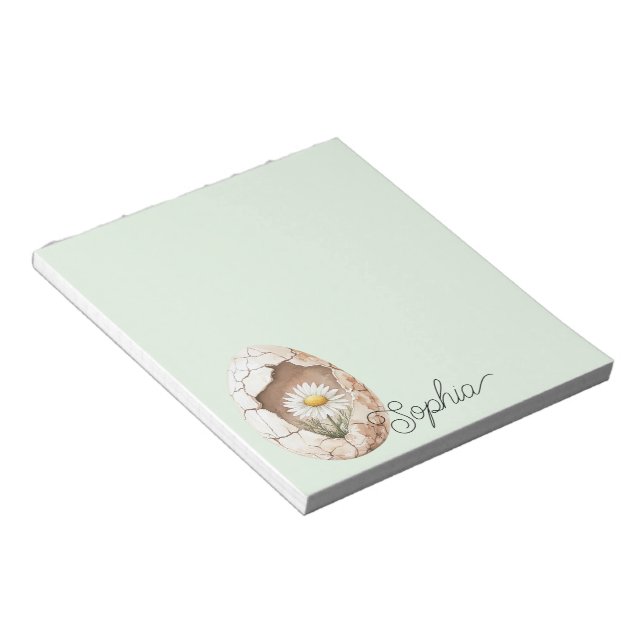 Pale Mint Egg Daisy Flower Notepad (Angled)