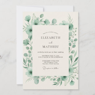 Pale Mint Eucalyptus Wedding Invitation