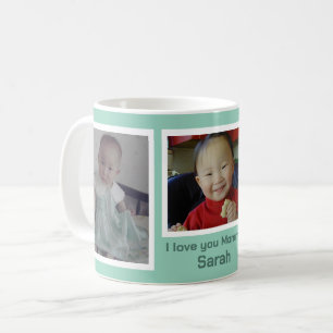 Pale Mint Green 3 Photo Collage Coffee Mug