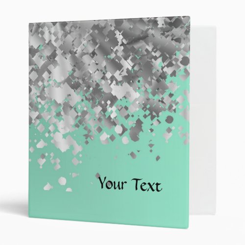 Pale mint green and faux glitter personalized 3 ring binder