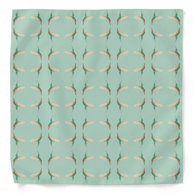 Pale Mint Green Hummingbird Bandana (Front)