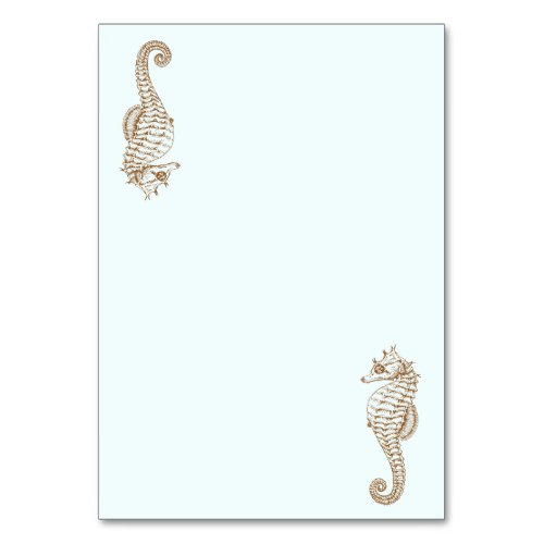 Pale Mint Sea Horses Blank Tented Table Cards