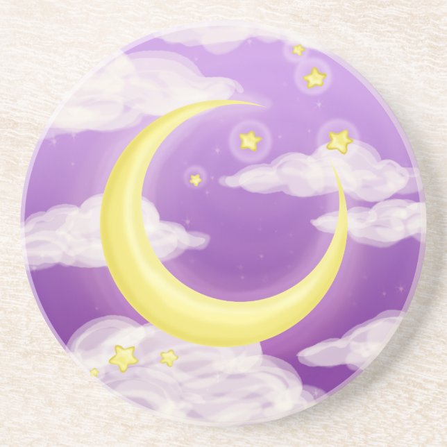 Pale Moon on Purple Drink Coaster (Front)
