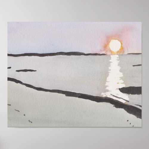 Pale Ocean Sunrise Poster