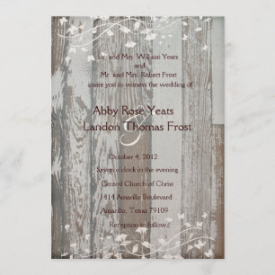 Pale Old Wood Look Wedding Invitation--Gold Tint Invitation