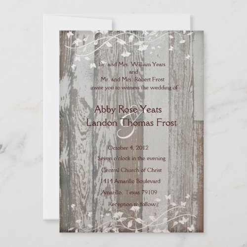 Pale Old Wood Look Wedding Invitation--Gold Tint