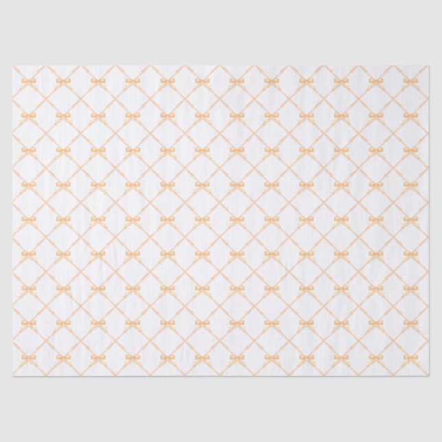 Pale Orange Bamboo Trellis with Bows Tissue Paper (Front)