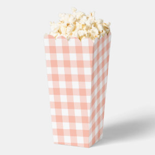 Pale Orange Gingham Plaid Party Favor Popcorn Box