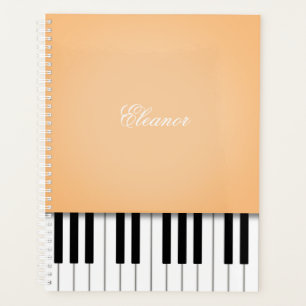 Pale Orange Piano Music Keyboard Customized Planner