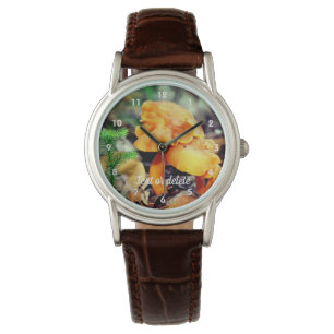 Pale Orange Wild Mushrooms Personalized Watch