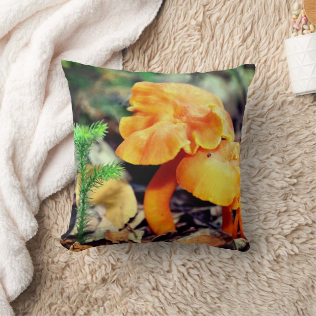 Pale Orange Wild Mushrooms  Throw Pillow (Blanket)