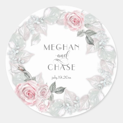 Pale Painted Pink Roses  BarefootBride Classic Round Sticker