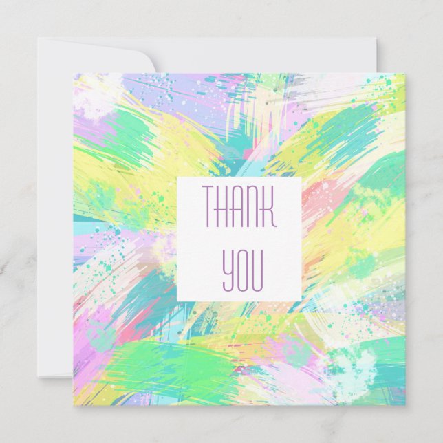 Pale Pastel Abstract Art Thank You Flat Card (Front)