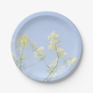 Pale Pastel Blue Sky Wild Flowers Meadow Paper Plates