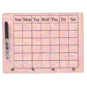 Pale Pastel Calendar Dry Erase Board With Keychain Holder