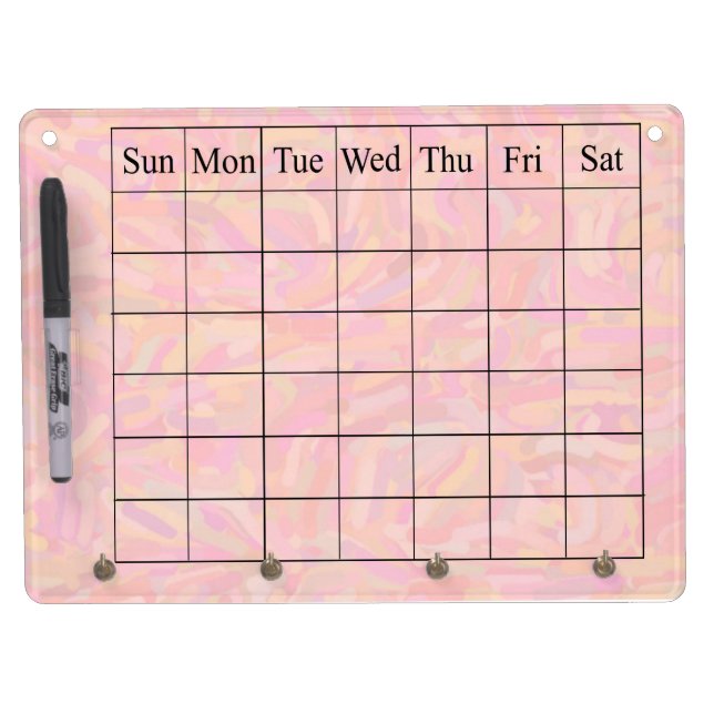 Pale Pastel Calendar Dry Erase Board With Keychain Holder (Front)