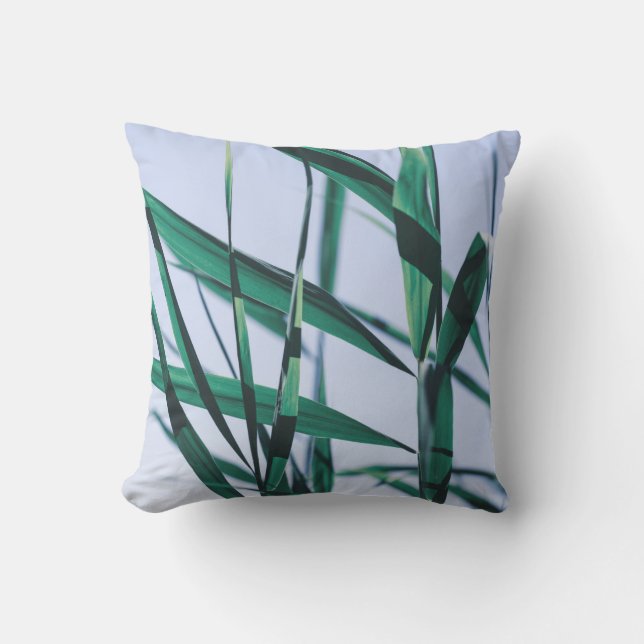 Pale Pastel Green Grass Reeds  Throw Pillow (Front)