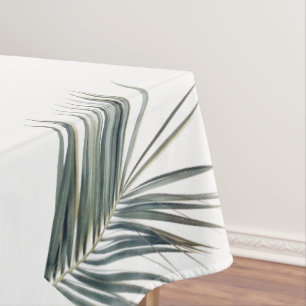 Pale Pastel Green Palm Tree Leaf Tablecloth