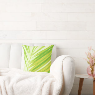 Pale Pastel Green Palm Tree Leaves Throw Pillow