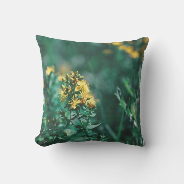 Pale Pastel Green Yellow St. John's Wort Throw Pillow (Front)