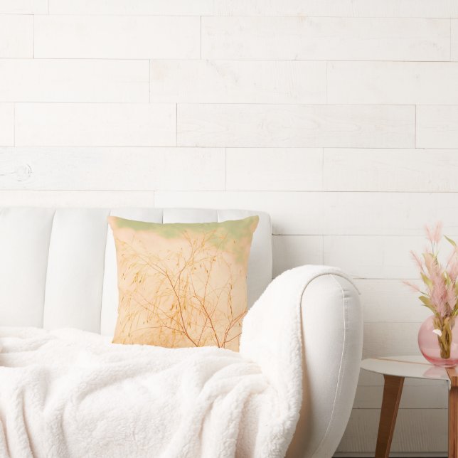Pale Pastel Shades Tree Brunches Sky Throw Pillow (Couch)