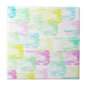 Pale Pastel Turquoise Green Blue Pink Abstract Art Ceramic Tile