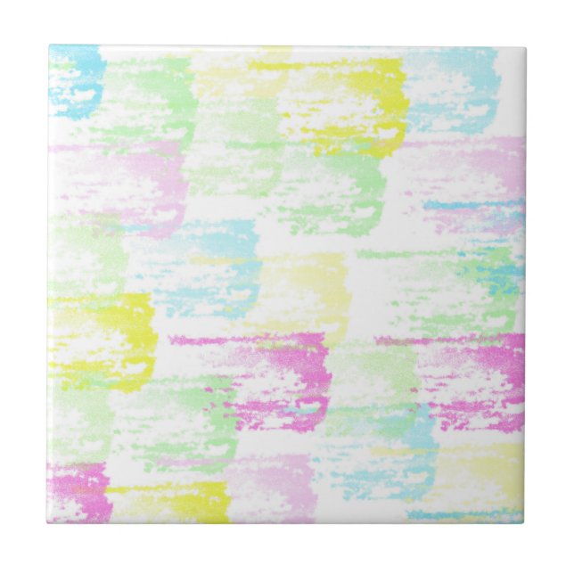 Pale Pastel Turquoise Green Blue Pink Abstract Art Ceramic Tile (Front)
