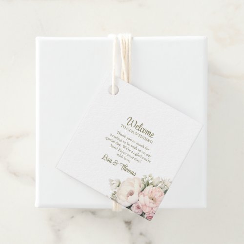 Pale Peach and Blush Pink Floral Wedding Welcome Favor Tags