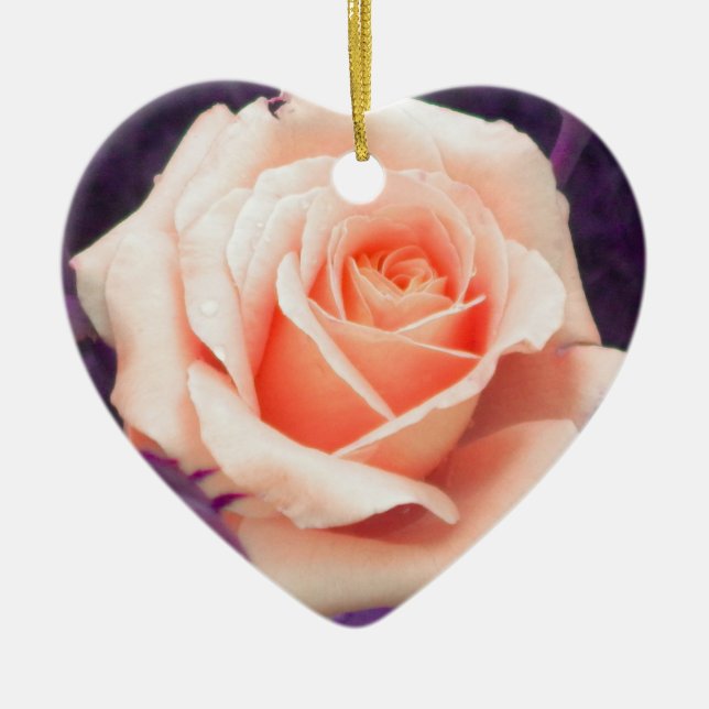 Pale Peach and Lavender Rose Ornament (Front)