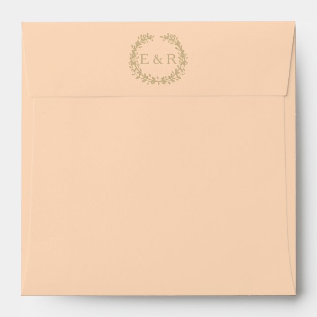 Pale Peach Angelskin Coral Pastel Wreath and Sprig Envelope (Back (Top Flap))