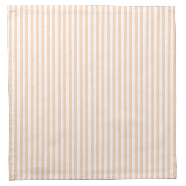 Pale Peach Angelskin Coral & White Stripe Napkin (Front)