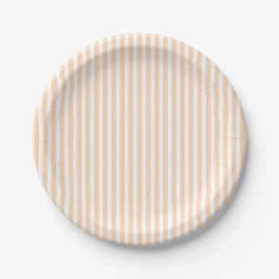 Pale Peach Angelskin Coral & White Stripe Paper Plates