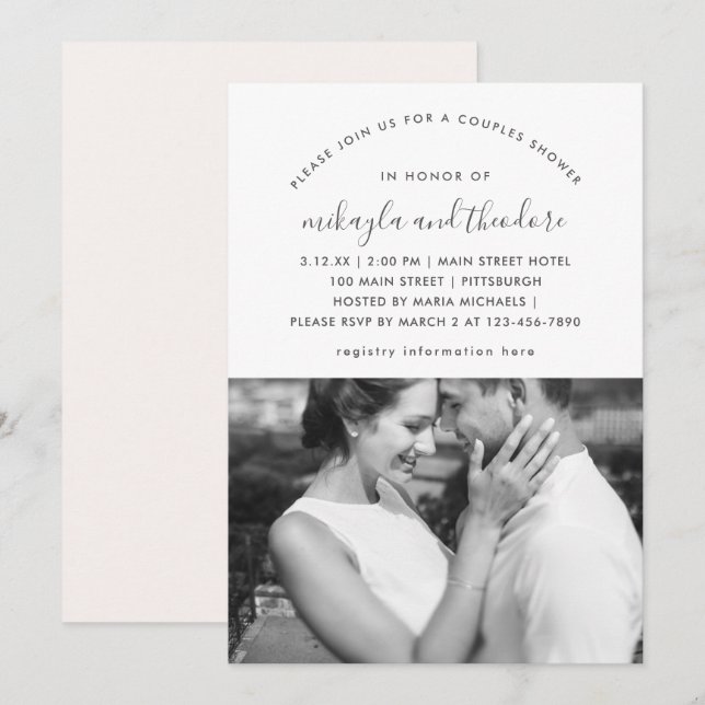Pale Peach Couples Shower Photo Invitation (Front/Back)