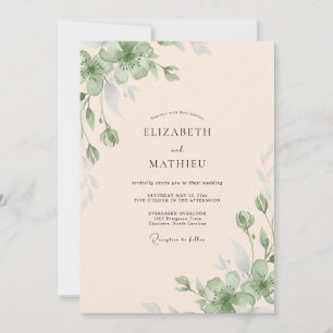 Pale Peach Foliage Eucalyptus Wedding Invitation