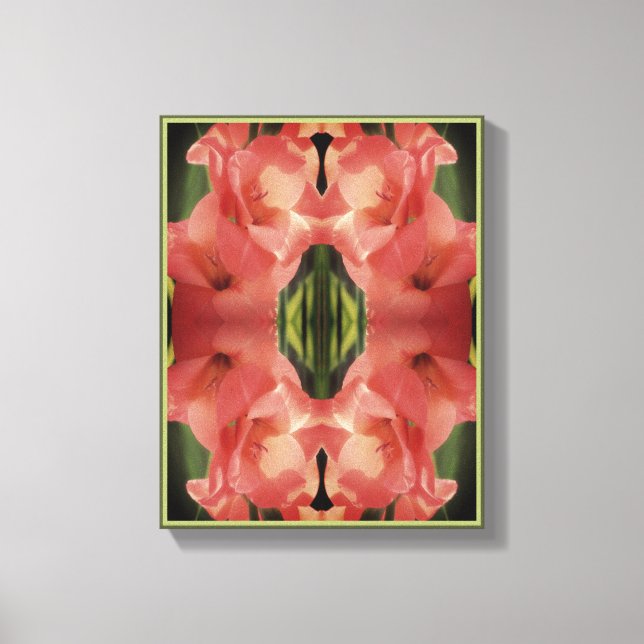 Pale Peach Gladiolus Flower Abstract   Canvas Print (Front)