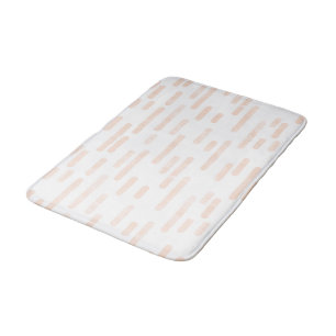 Pale Peach on White Rounded Lines Pattern Bath Mat