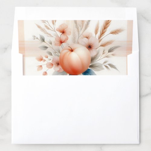 Pale Peach Pumpkin Floral Leaf and Plaid Pattern  Envelope Liner