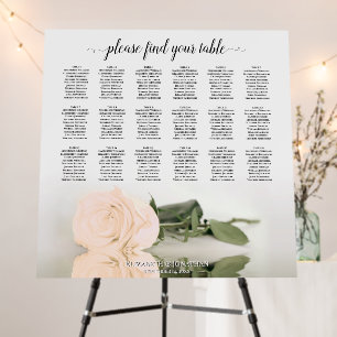 Pale Peach Rose 18 Table Wedding Seating Chart Foam Board