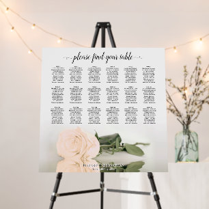 Pale Peach Rose 18 Table Wedding Seating Chart Foam Board