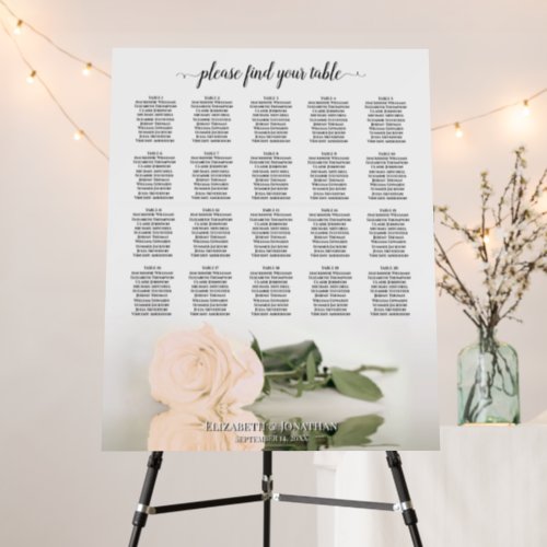 Pale Peach Rose 20 Table Wedding Seating Chart Foam Board
