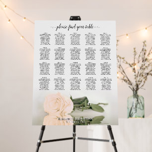 Pale Peach Rose 20 Table Wedding Seating Chart Foam Board