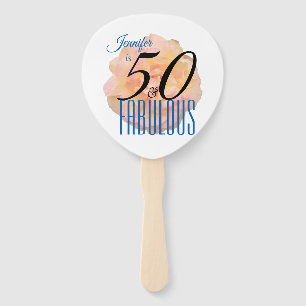 Pale Peach Rose 50 and Fabulous Birthday Hand Fan