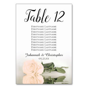 Pale Peach Rose Elegant Wedding Seating Chart Table Number