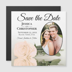 Pale Peach Rose Wedding Save The Date Photo Magnet
