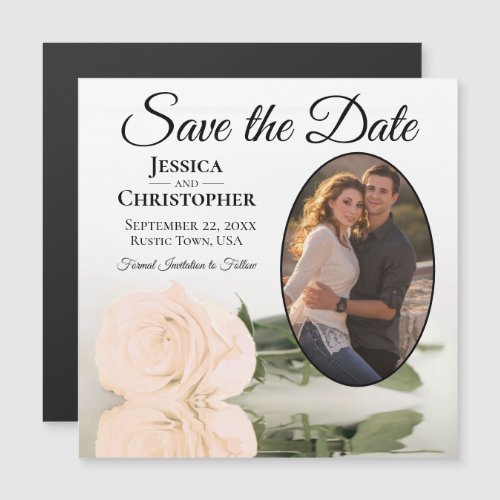 Pale Peach Rose Wedding Save The Date Photo Magnet